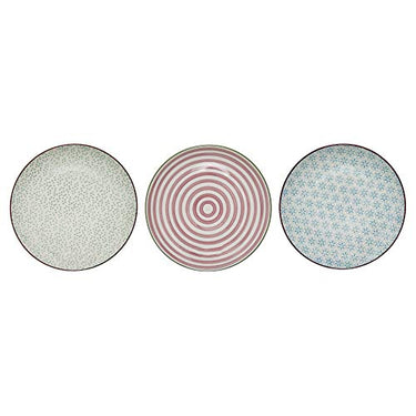 Bloomingville Teller Patrizia, blau grün rosa, Keramik, 3er Set, 20 cm im Sale